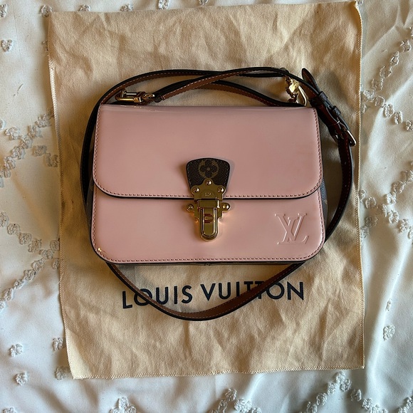 Louis Vuitton Blush Pink Cherrywood Handbag Vernis with Monogram Canvas BB - Picture 1 of 5